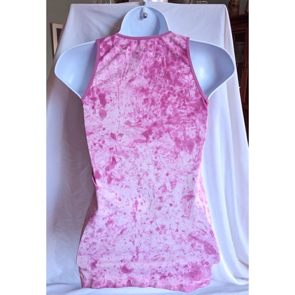 ATHLETA Pink Tank Top Tie Dye with Golden Swirl Decal Size S - Picture 4 of 7